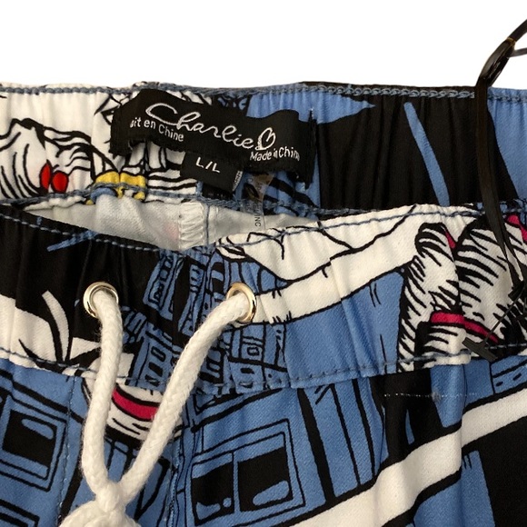 CHARLIE B Blue White Fun Graphic Pant NWT L XL - Picture 5 of 7
